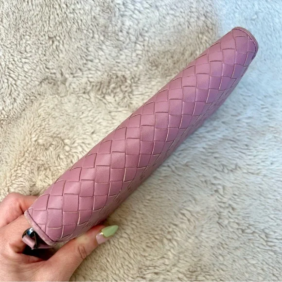 Bottega Veneta Nappa Intrecciato Pink Zippy Long Wallet Wallets